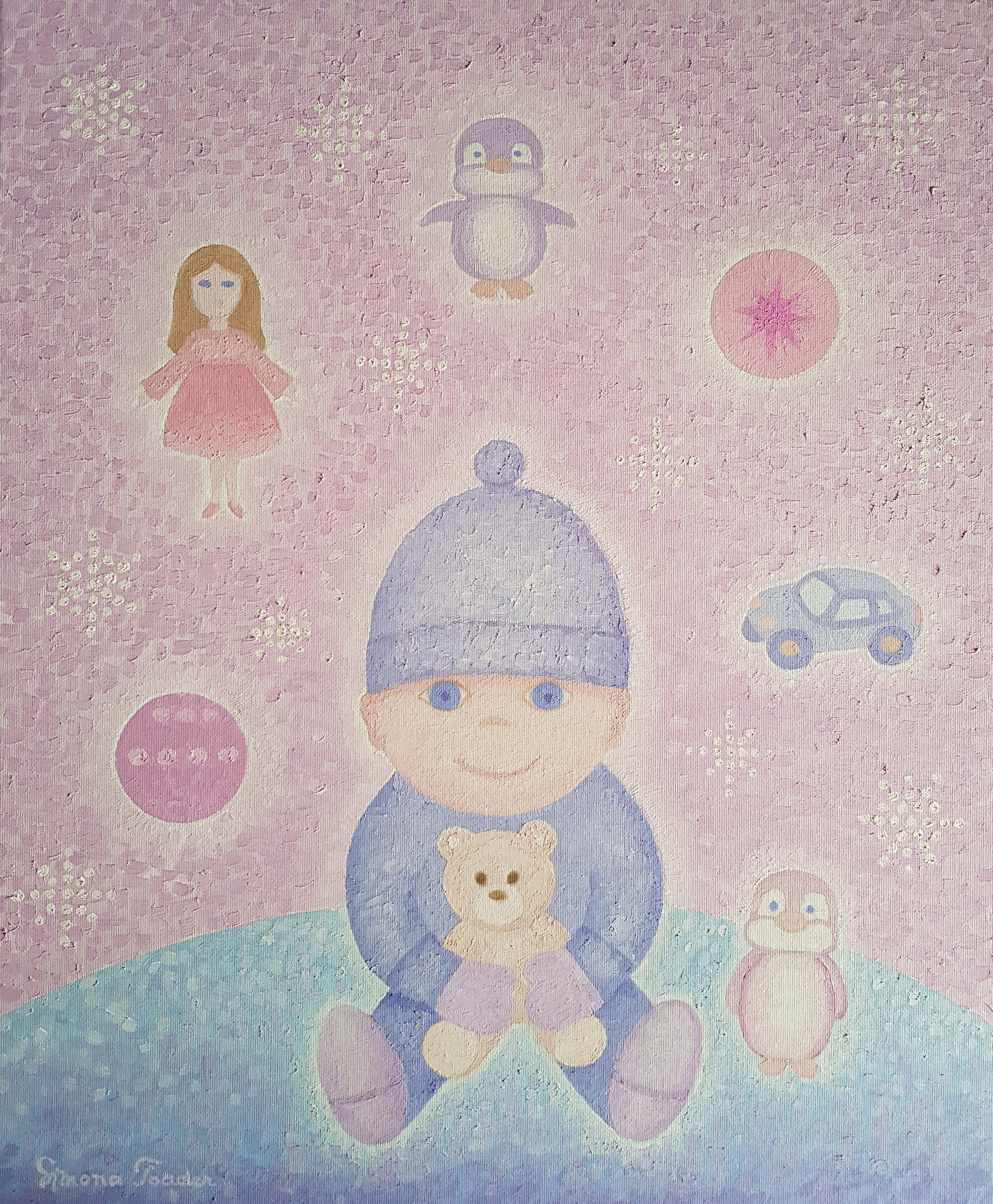 Matei - Snow with Toys - Figurative Art
